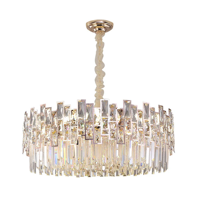 Afralia™ Gold Black Crystal LED Chandelier, Round Oval Living Room Ceiling Light