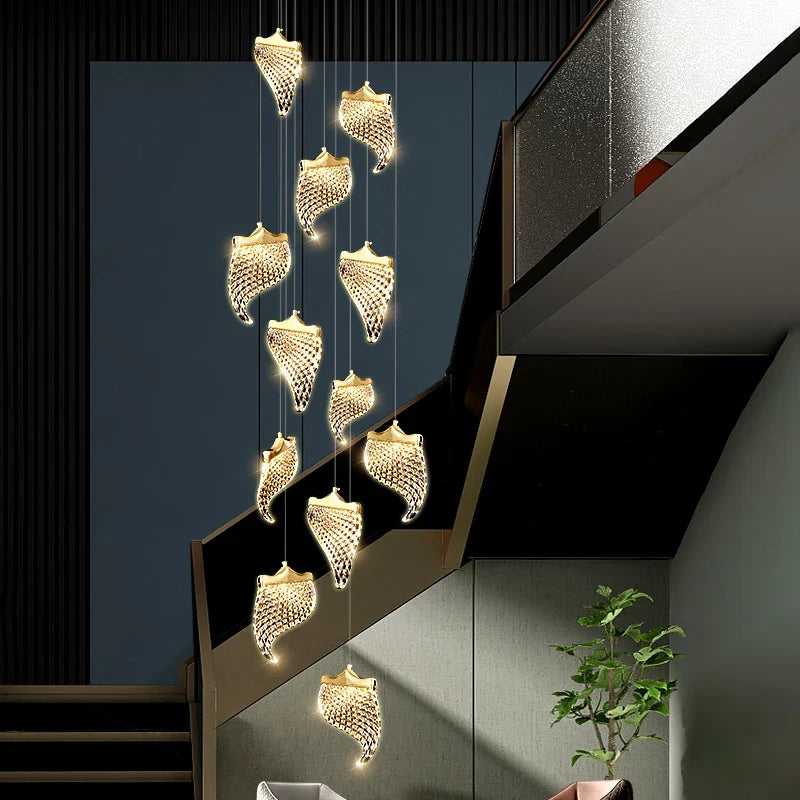 Afralia™ LED Staircase Chandelier: Modern Loft Lighting Fixture for Living & Dining Room
