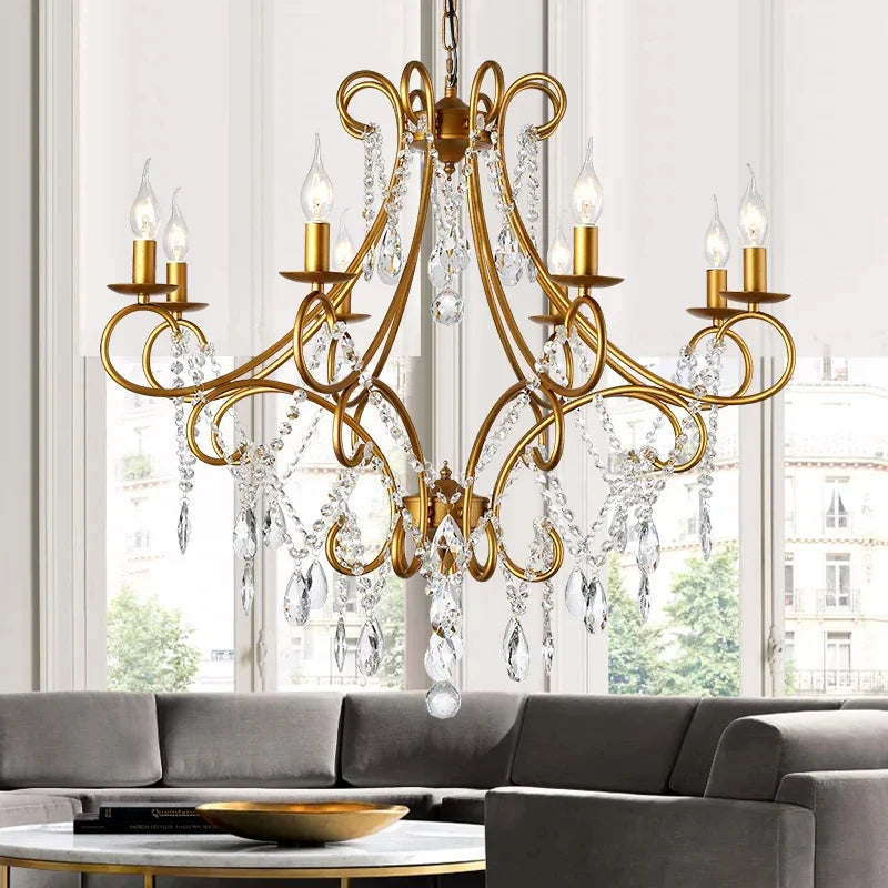 Afralia™ Iron Crystal Chandelier: Modern Luxury Industrial Style for Home Living/Dining Room