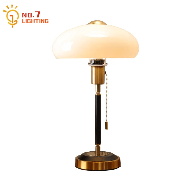 Afralia™ Cream Glass Mushroom Table Lamp for Warmly Lit Romantic Ambiance