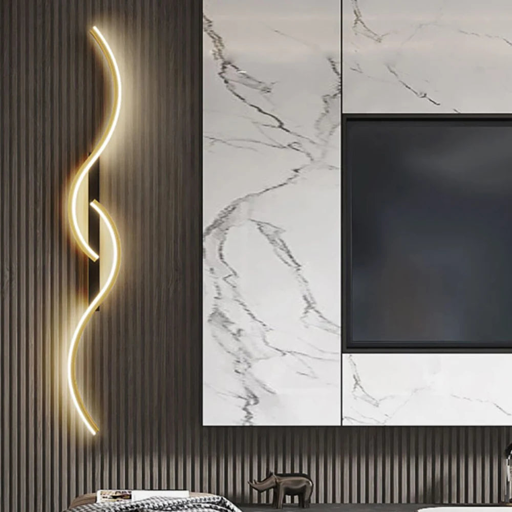 Afralia™ Modern LED Wall Decor Lamps: Black Gold Elegance