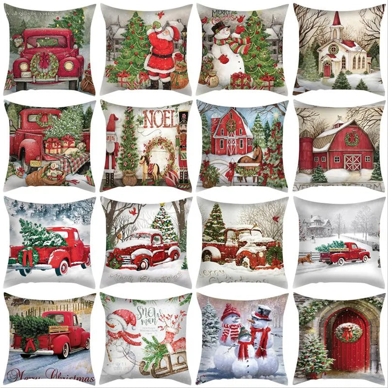 Afralia™ Christmas Cushion Cover Set - Festive Xmas Decor for Living Room Sofa