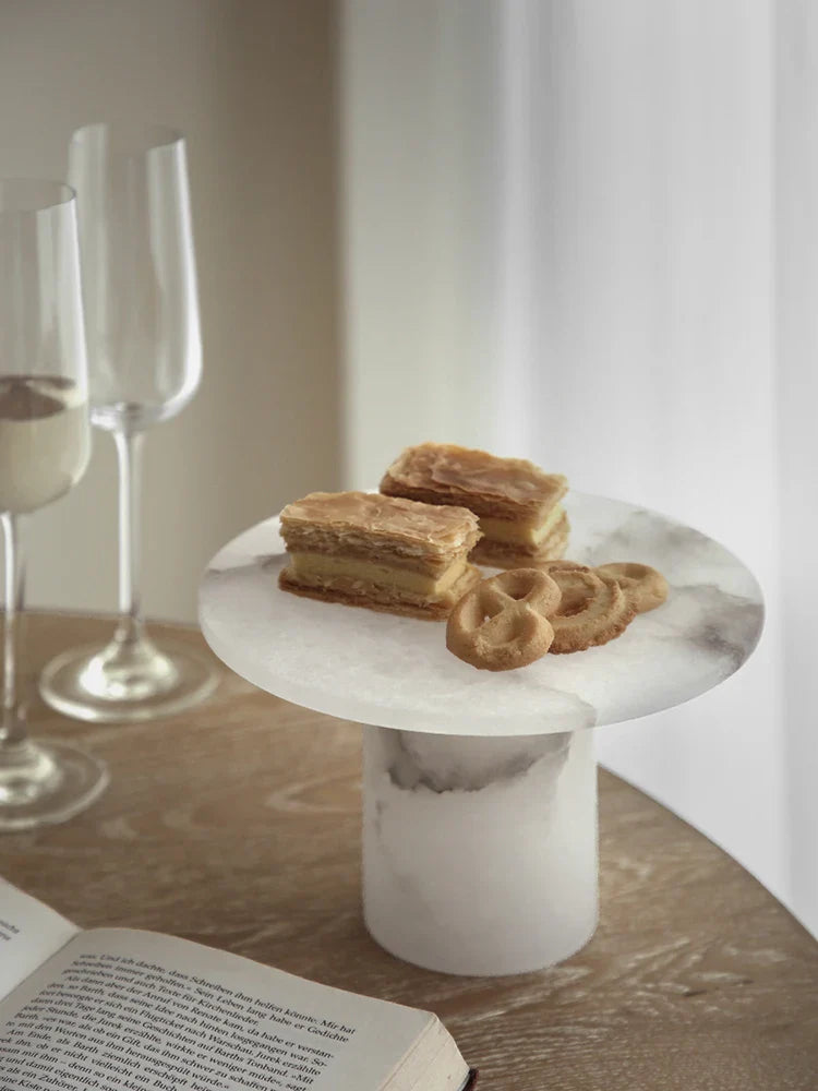 Afralia™ White Onyx Marble Cake Stand for Events and Home Decor