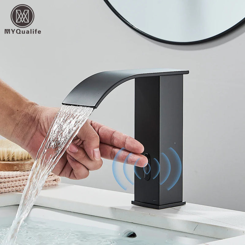 Afralia™ Automatic Sensor Waterfall Basin Faucet - Touchless Bathroom Sink Tap