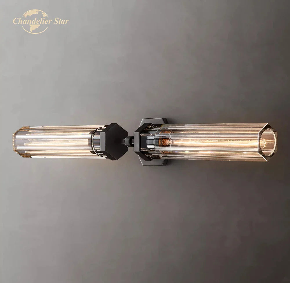 Afralia™ Crystal Hexagonal Sconce: Modern Wall Lamp for Bathroom, Living Room, Bedroom