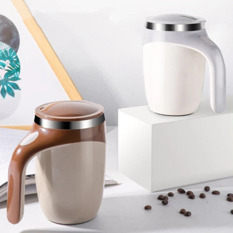 Afralia™ Smart Stainless Steel Magnetic Stirring Coffee Mug - Travel & Office Blender