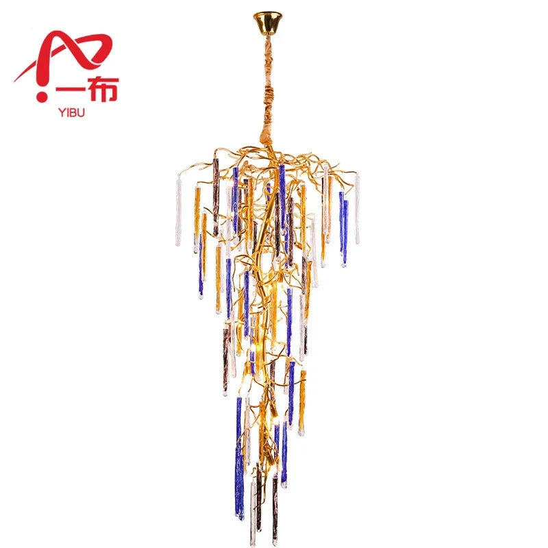 Afralia™ Crystal Pendant Chandelier - Elegant Ceiling Light for Villa Stairwell & Hotel