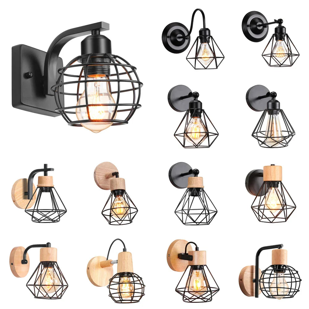 Afralia™ Retro Wood Wall Sconce Vintage Ceiling Pendant Lights for Home Décor