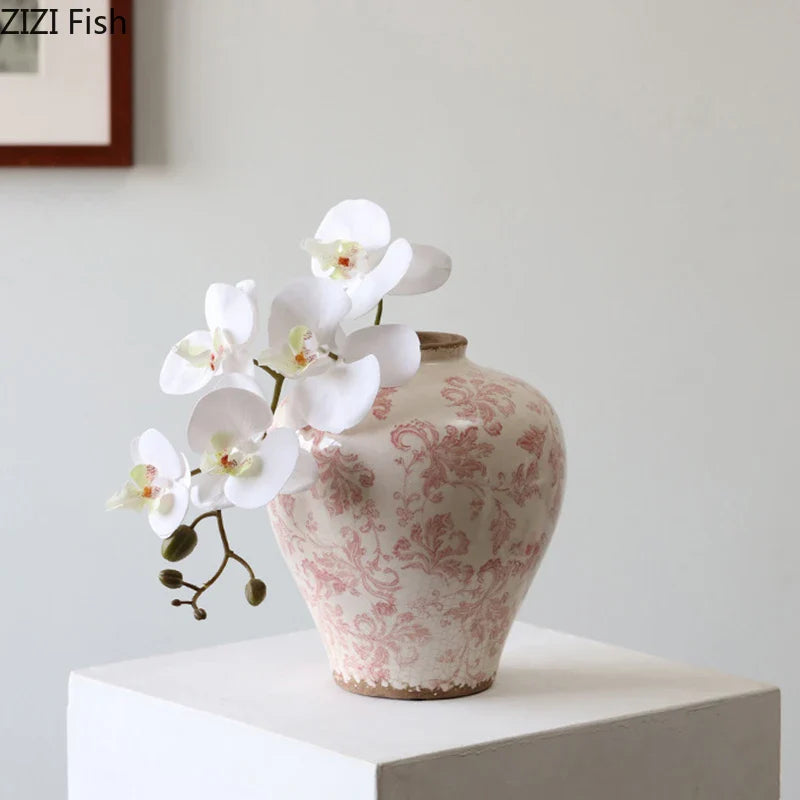 Afralia™ Cracked Texture Blue & White Porcelain Vase Room Decoration & Flower Pot