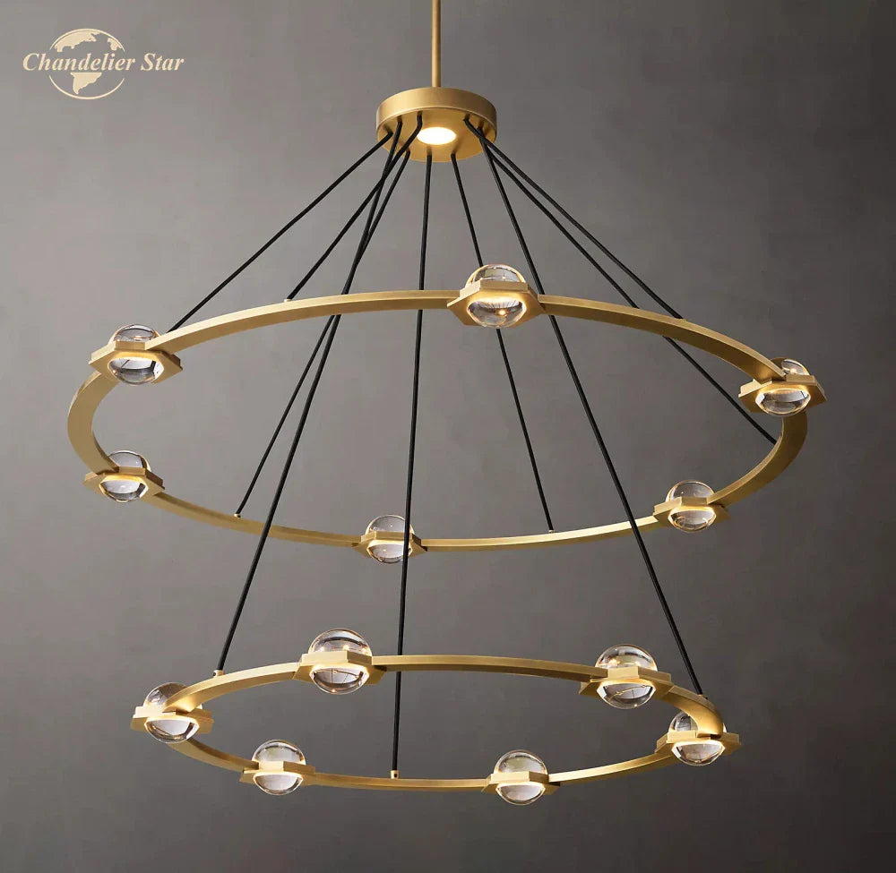 Afralia™ Éclatant Two-Tier Round Crystal Chandelier for Living & Dining Room