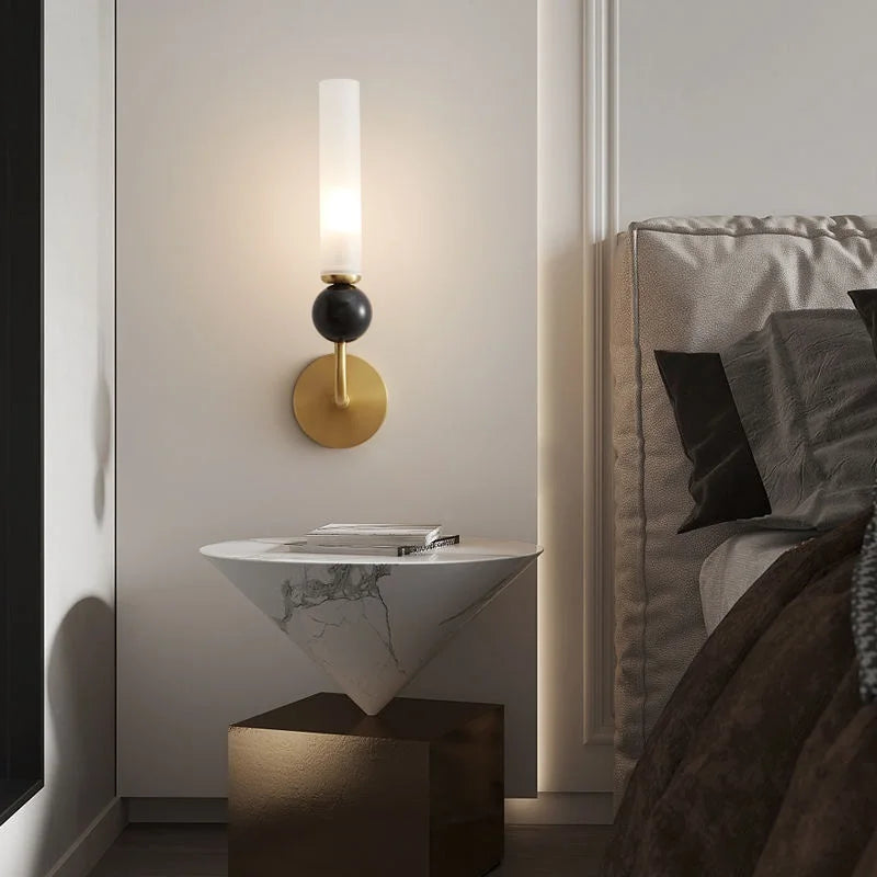 Afralia™ Copper Base Glass Shade Wall Lamp for Modern Living Room Decor