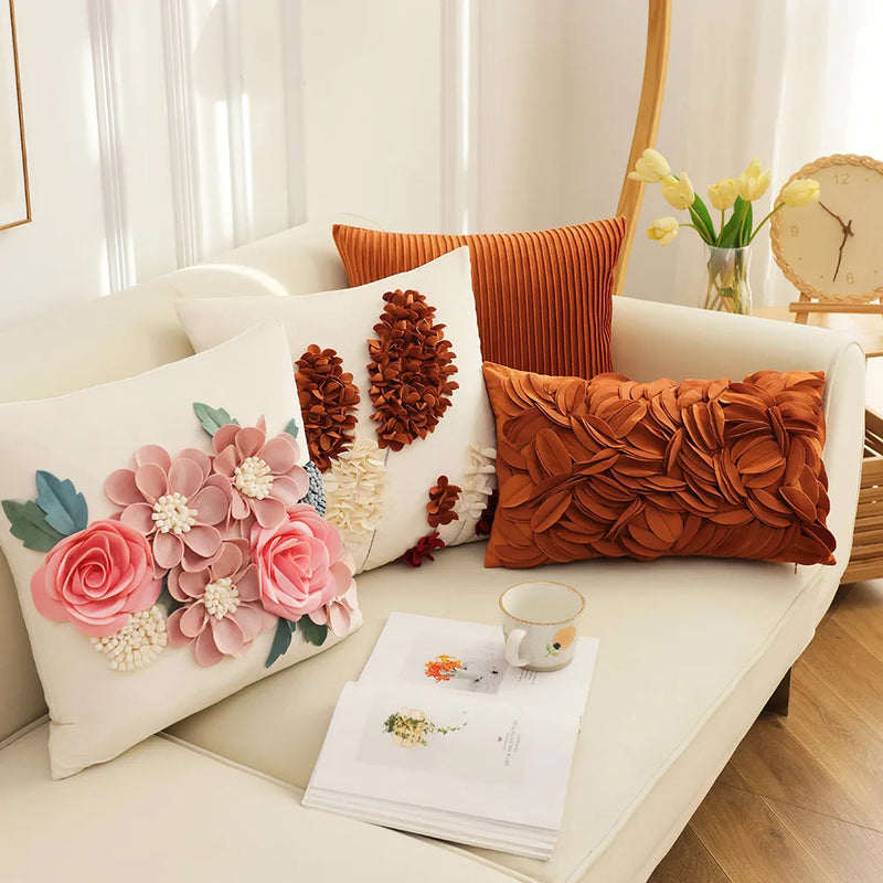 Afralia™ Flower Tree Embroidered Pillowcase - Decorative Cushion Cover for Sofa