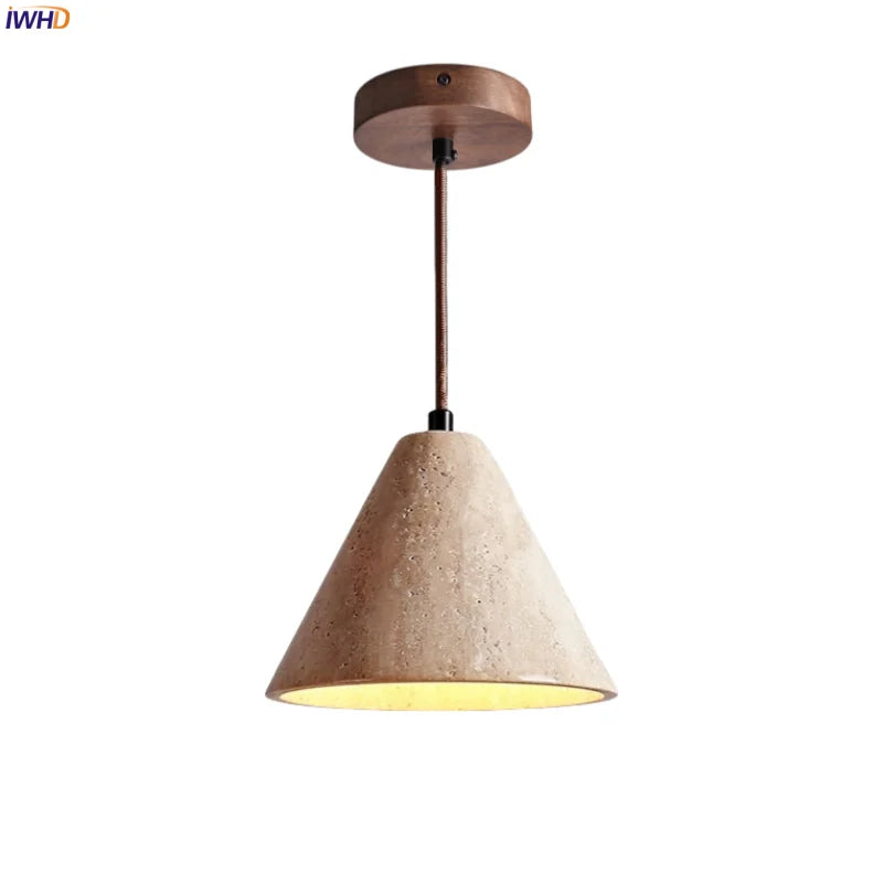 Afralia™ Yellow Travertine Stone LED Pendant Lamp - Vintage Hanging Lighting