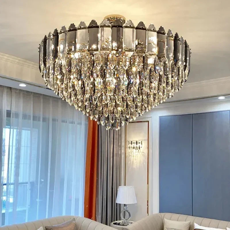 Afralia™ Crystal Chandelier: Modern Luxury LED Lighting for Living Room, Kitchen, and Dining Area