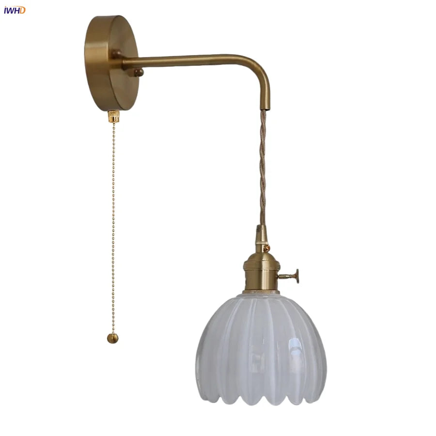 Afralia™ Glass LED Wall Lamp with Adjustable Wire, Pull Chain Switch, Modern Nordic Design