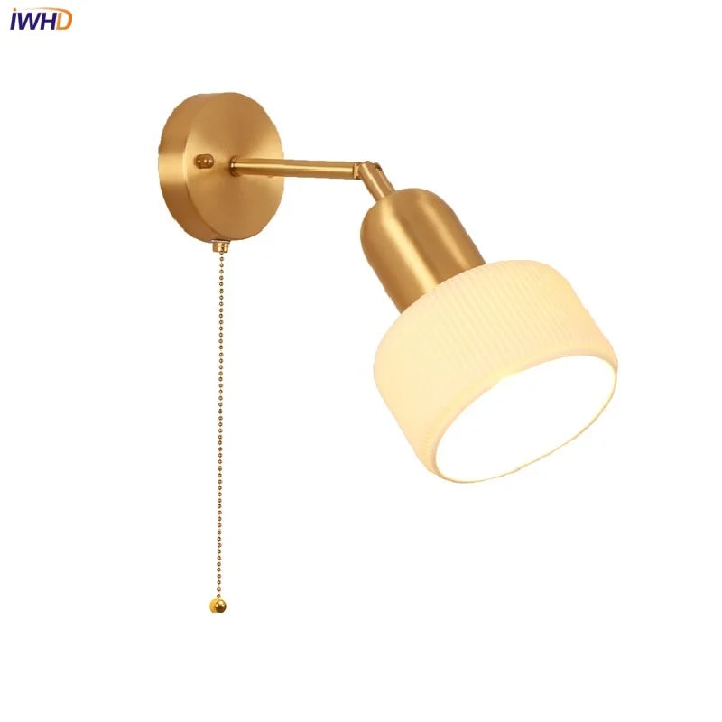 Afralia™ Ceramic Art Wall Lamp with Rotatable LED Lights & Pull Chain Switch