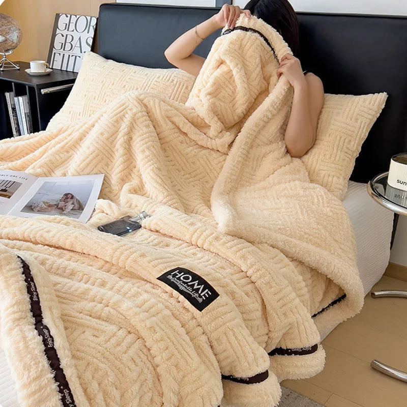 Afralia™ Soft Coral Fleece Sofa Blanket for Autumn Winter, Single Double Comforter