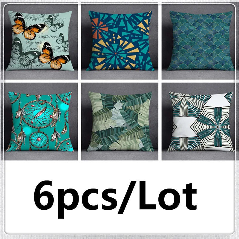 Afralia™ Green Leaves Flower Pillowcase Set | Modern Winter Short Plush 45x45cm Cozy Covers