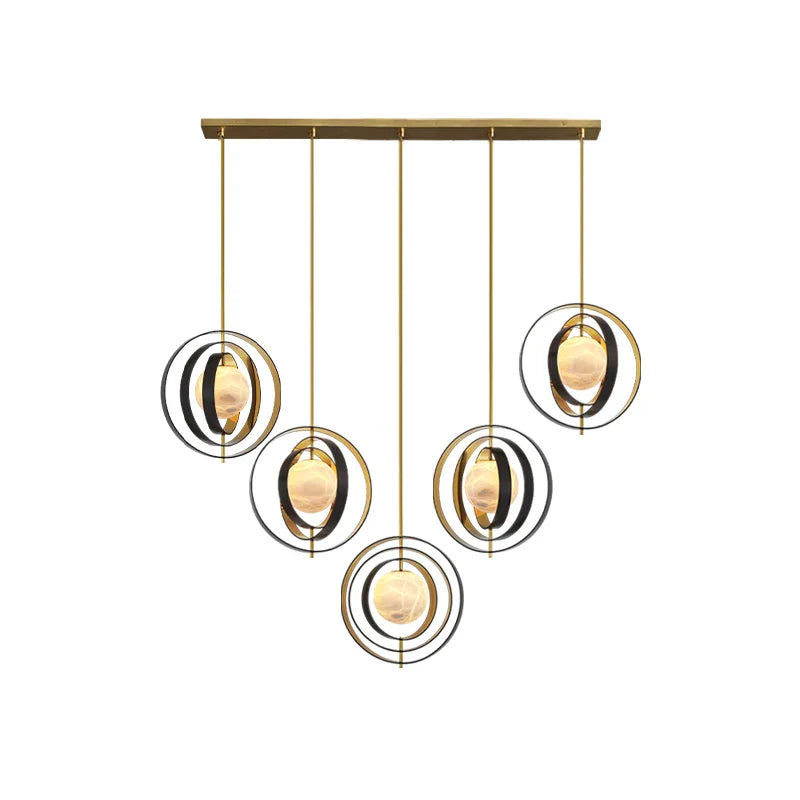 Afralia™ Marble Globe Pendant Light with Black Gold Hardware - Modern Tea Room Ceiling Decor