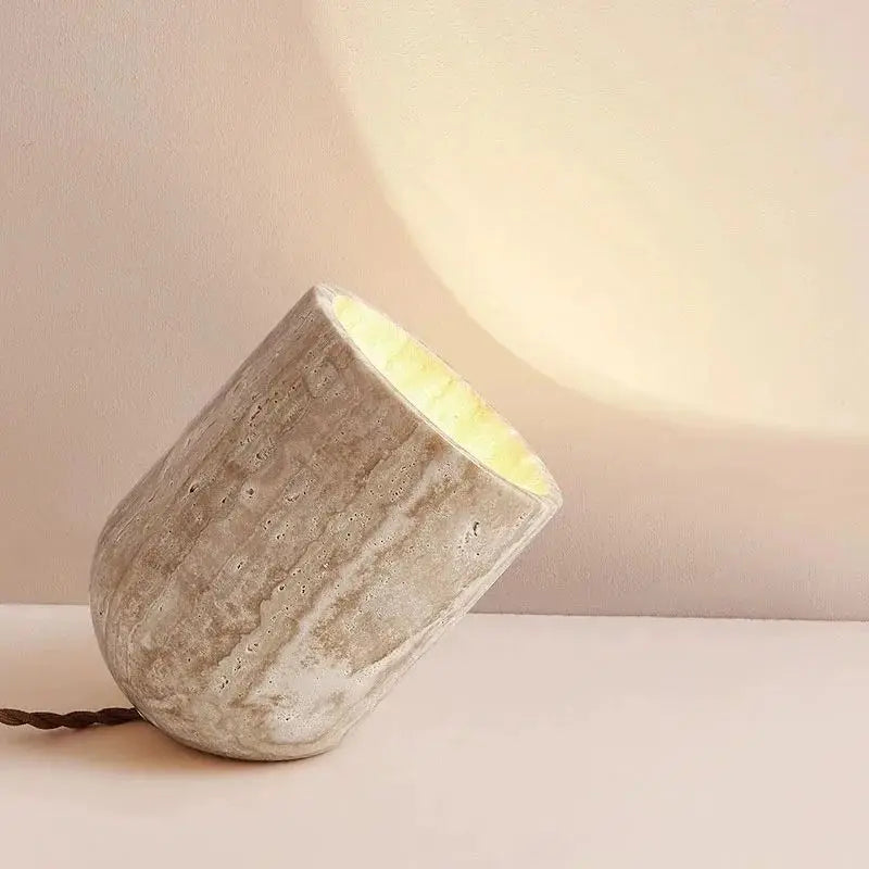 Afralia™ Travertine Stone Table Lamp for Modern Bedroom Décor