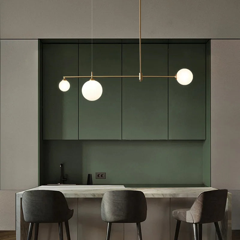 Afralia™ Nordic Glass Ball Chandelier Ceiling Light for Dining Room, Kitchen, and Restaurant