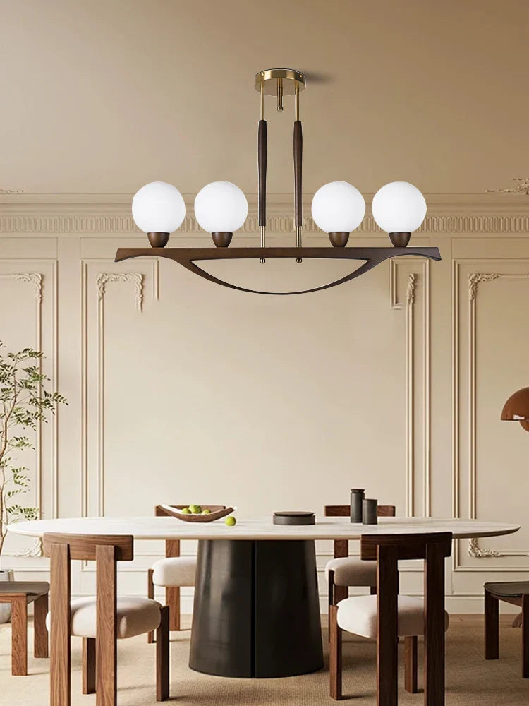 Afralia™ Modern Red Wood Pendant Lights, Dimmable Dining Table Decoration, Easy Installation