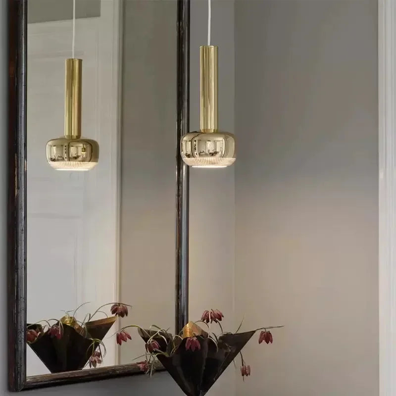 Afralia™ Gold Chrome Pendant Light Adjustable Wire E27 Bulb Dining Room Sofa Lamp