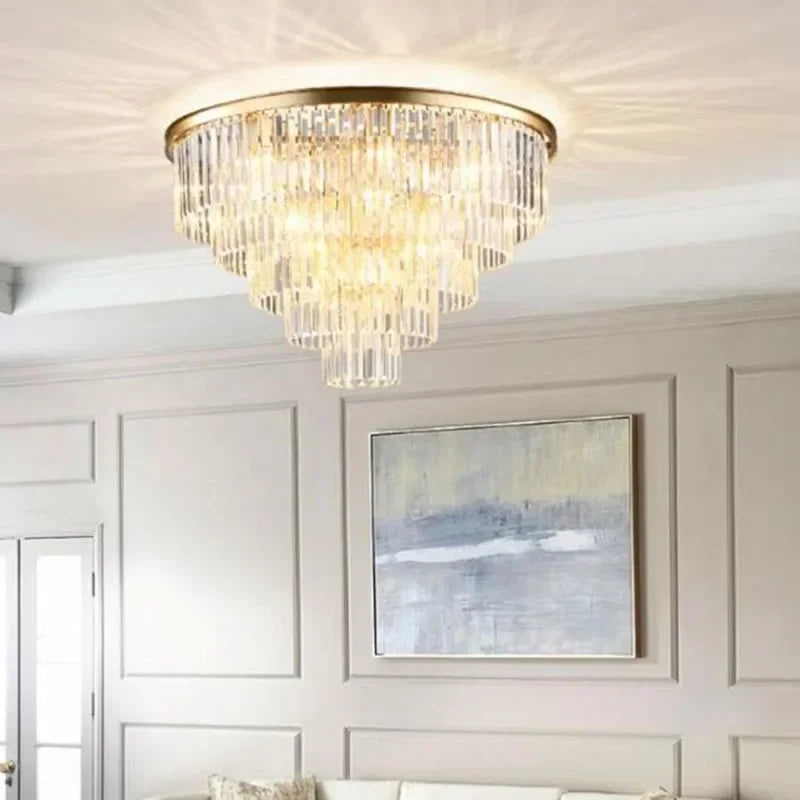 Afralia™ Crystal Flush Ceiling Light: Modern Vintage Bedroom & Hotel Décor