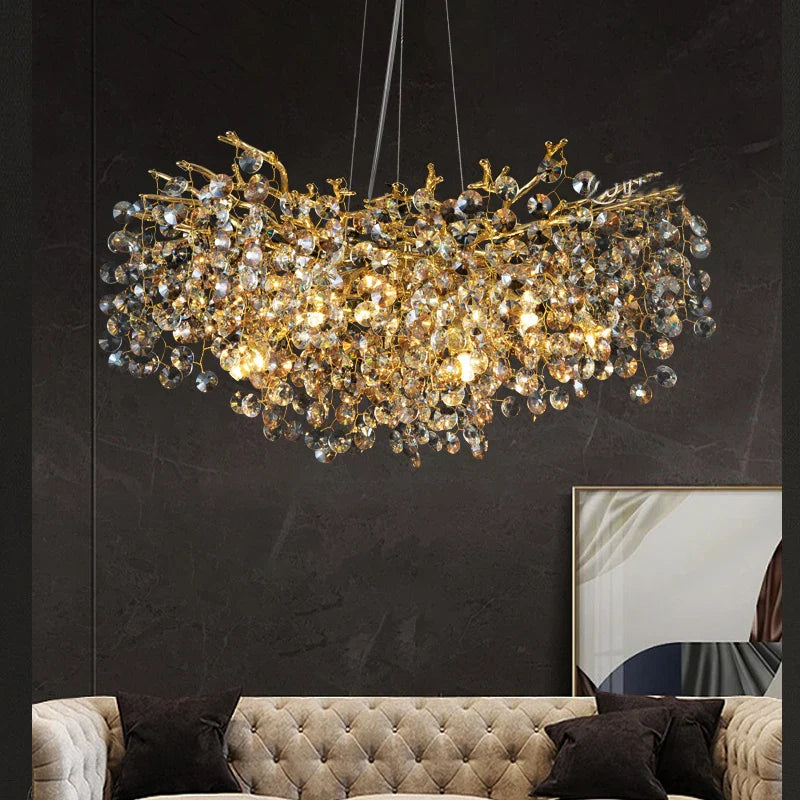 Afralia™ Luxury Crystal Chandelier for Villa Dining Room Living Room Bedroom