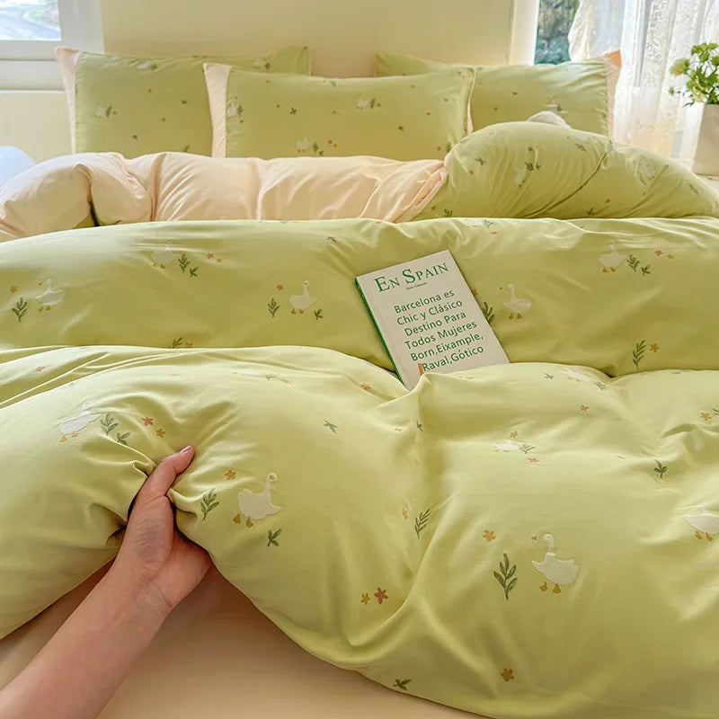 Afralia™ Soft 3D Printed Cartoon Bed Set - Double-Colored, Skin-Friendly Bed Linens for Adults