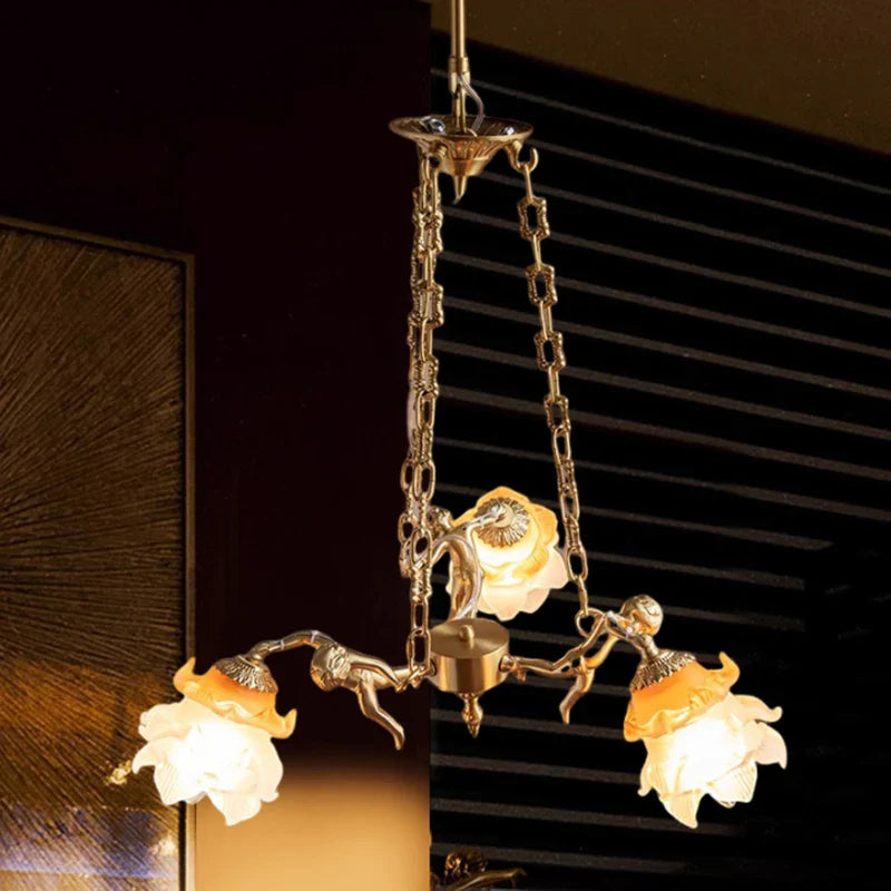 Afralia™ Brass Angel Chandelier: Luxury Burnishing Pendant Lights for Living Room