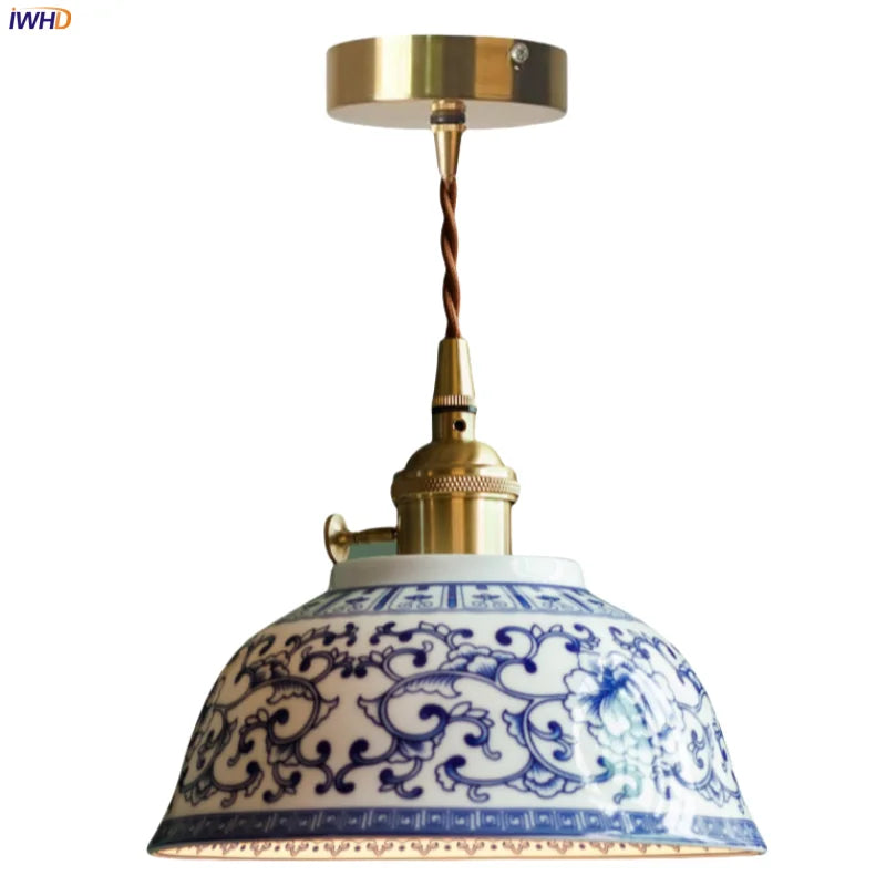 Afralia™ Vintage Flower Ceramic LED Pendant Lights for Home Decor