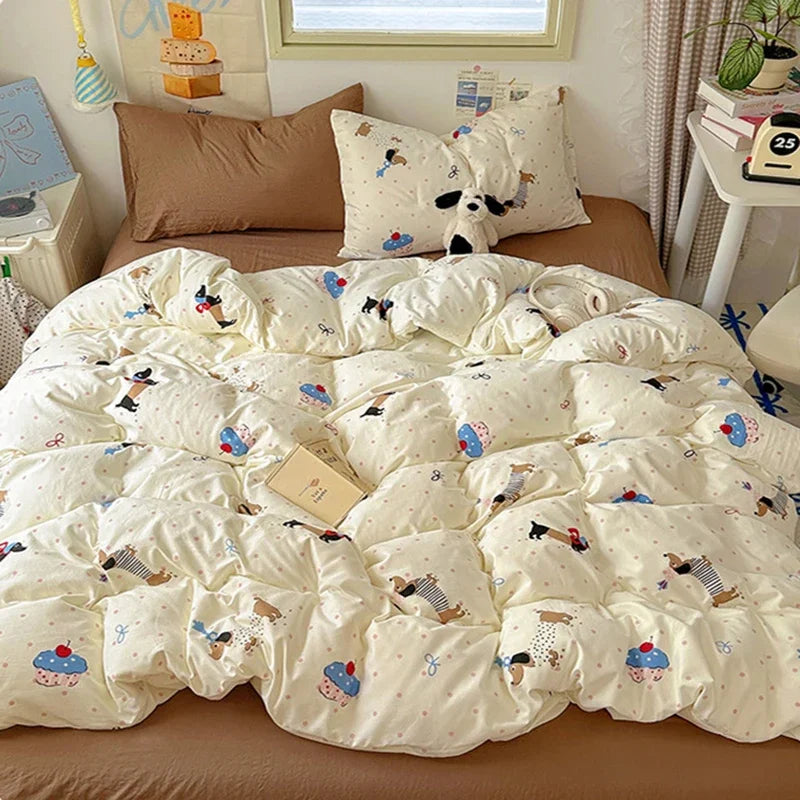 Afralia™ Cartoon Pattern Cotton Fitted Sheet Set – Soft & Cozy Bedding for Adults & Kids