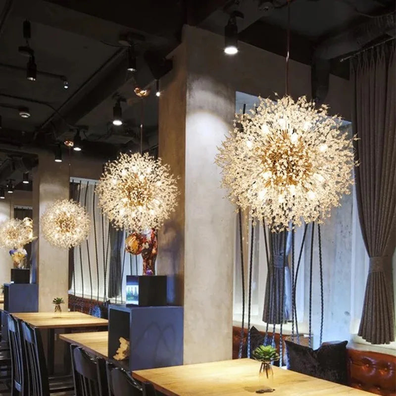 Afralia™ Crystal Dandelion Pendant Lights for Chic Home Decor