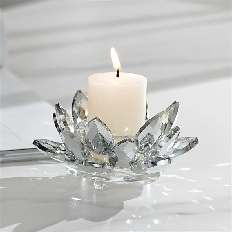 Afralia™ Crystal Lotus Candle Holder Aromatherapy Base Candelabros