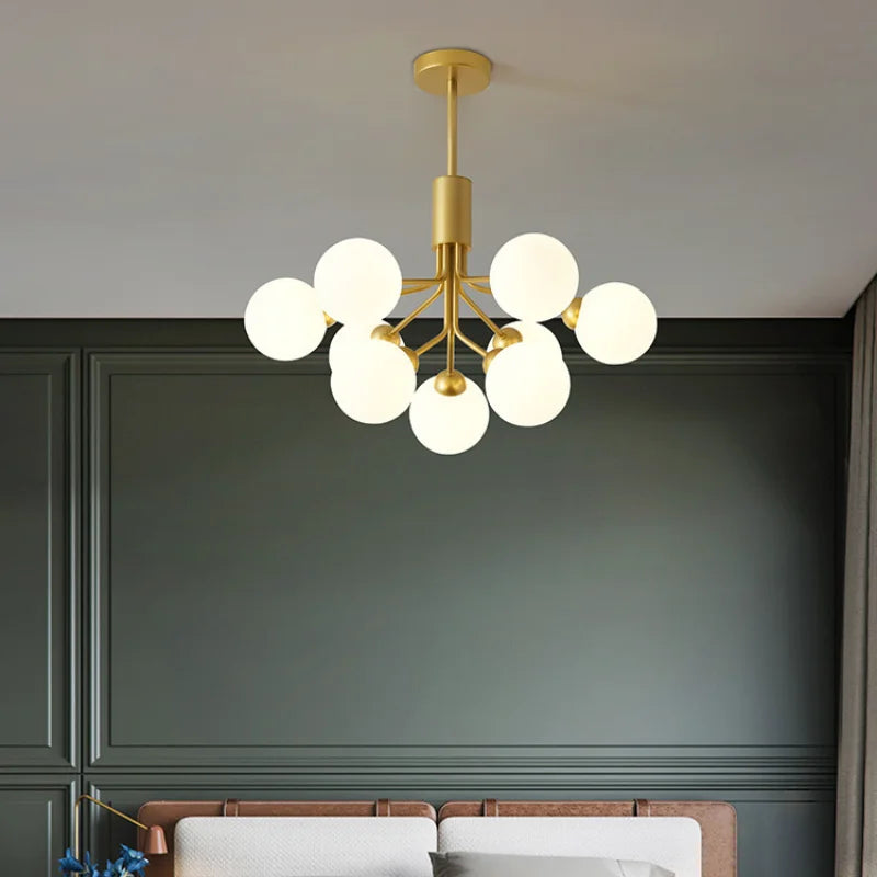 Afralia™ Nordic Glass Ball Chandelier in Gold - Modern Home Decor Lighting
