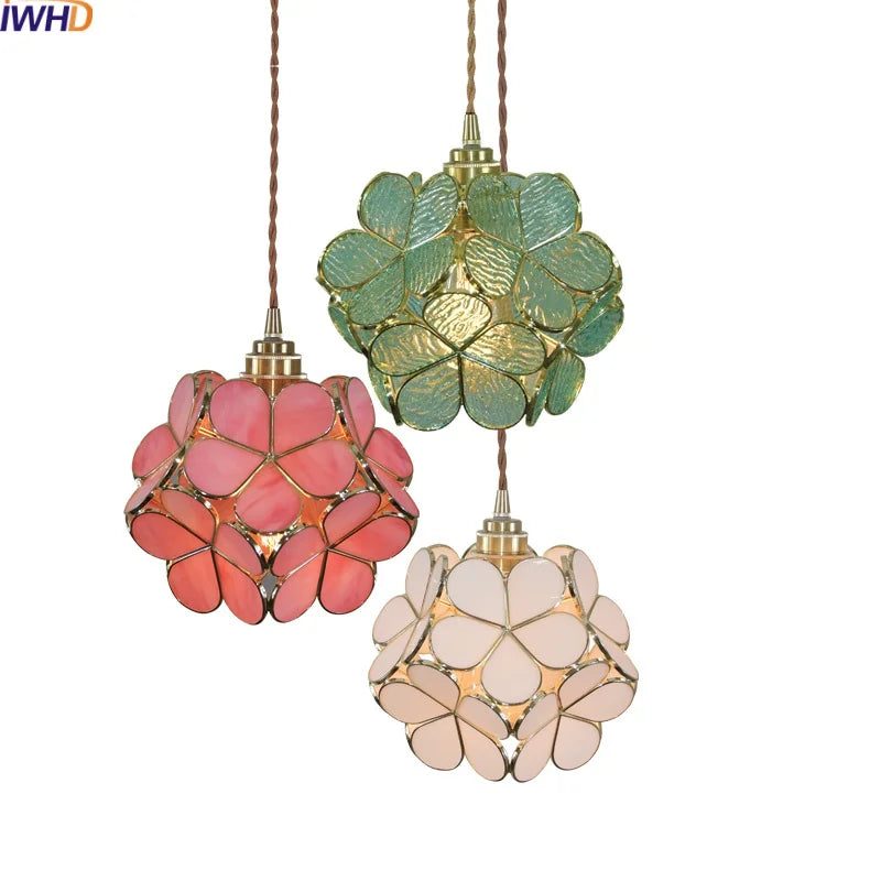 Afralia™ Colorful Glass LED Pendant Lights Modern Hanging Lamp for Home Decor