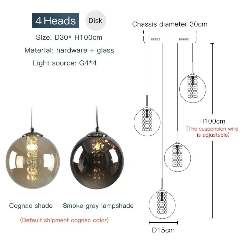 Afralia™ Modern Glass Ball Chandelier Spiral Light G4 Led Staircase Lighting