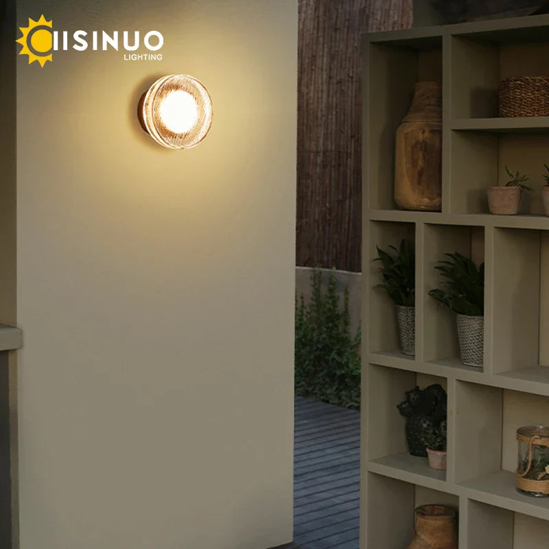 Afralia™ Outdoor Round Black Aluminum LED Wall Light for Porch Entryway Decor