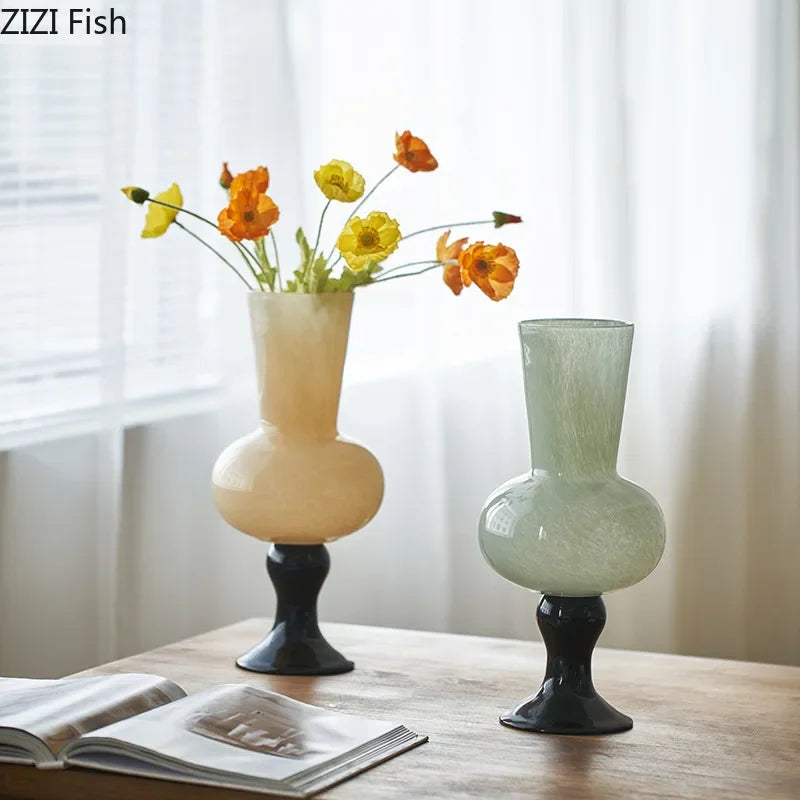 Afralia™ Goblet Glass Vase for Desk Decoration with Artificial Flowers