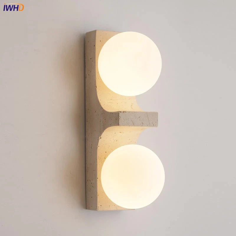 Afralia™ Yellow Travertine Glass LED Wall Lamp - Wabi-Sabi Style
