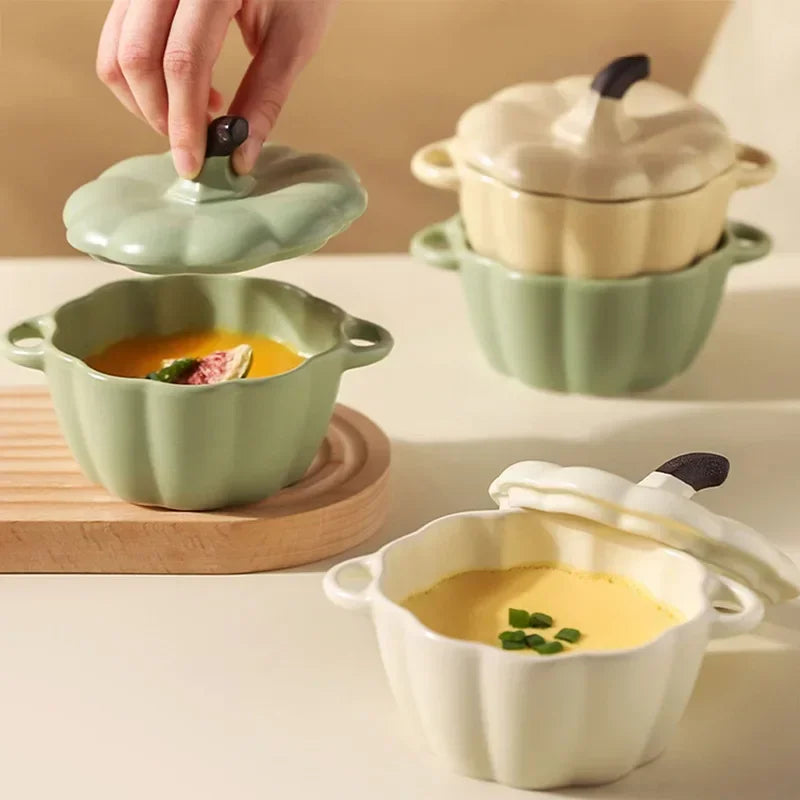 Afralia™ Pumpkin Ceramic Soup Bowl | Solid Color Tableware for Restaurant and Home