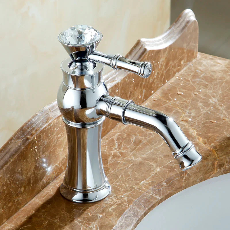 Afralia™ Gold Brass Single Handle Bathroom Mixer Taps for Counter top Basin