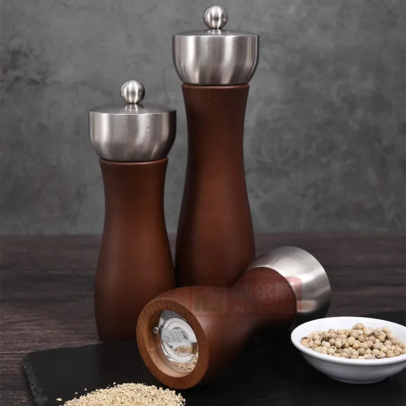 Afralia™ Wood Pepper Mill Grinder Black Ceramic Core Kitchen Tool
