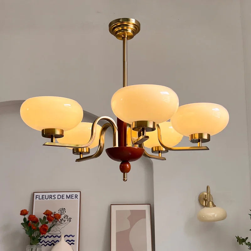 Afralia™ Cream Glass Pendant Chandelier for Home Decor
