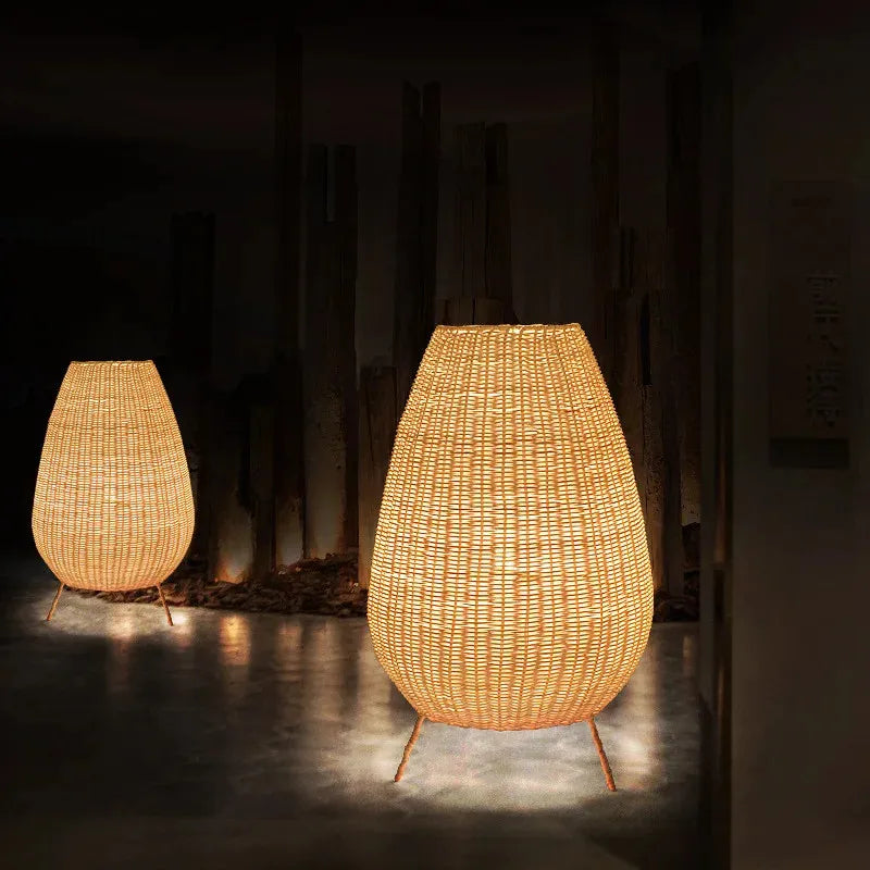 Afralia™ Lucide Colin Rattan Floor Lamp: Natural Handmade Light for Garden, Bedroom, Living Room