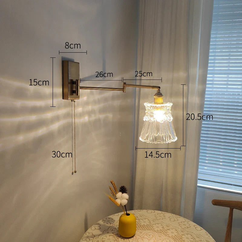 Afralia™ Glass LED Wall Sconce, Left Right Rotate Bedroom Living Room Light