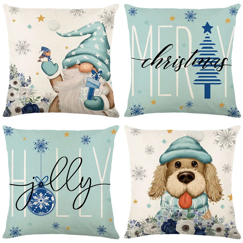 Afralia™ Christmas Letter Print Linen Throw Pillow Cover for Holiday Home Decoration