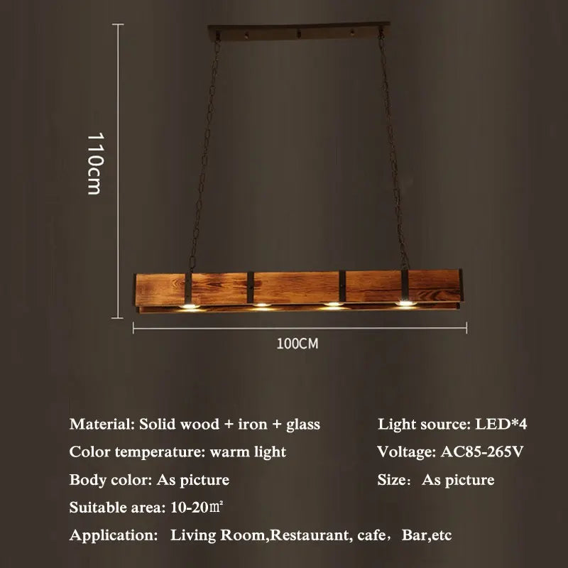 Afralia™ Vintage Wooden Pendant Lamp for Dining Room and Bar Table Lighting
