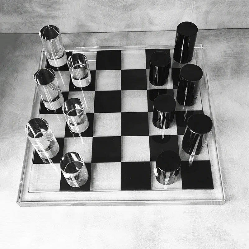 Afralia™ Geometric Crystal Chessboard: Transparent Chess Set Home Decor & Figurines